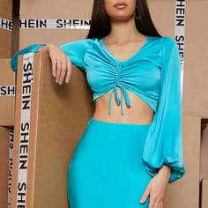 узел Одноцветный Бохо Блузы Shein