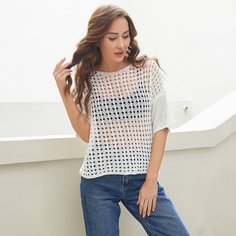 Накидка вязаная крючком без бюстгальтера Shein