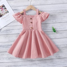 с оборками Клетка Повседневный Платья для девочек Shein