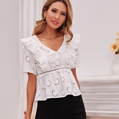 Блузка с ажурной вышивкой Shein