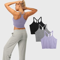 Однотонный спортивный бюстгальтер 3шт Shein