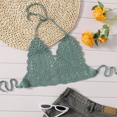Накидка с узлом сзади и халтером Shein