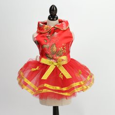 Платье для домашних животных с цветочным узором и бантом Shein