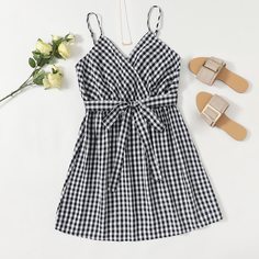 На запах Клетчатый Повседневный Платья размер плюс Shein