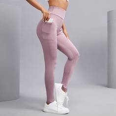 Однотонные леггинсы с карманом для телефона Shein