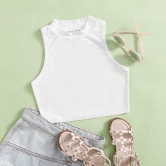 Однотонный жилет для девочек Shein
