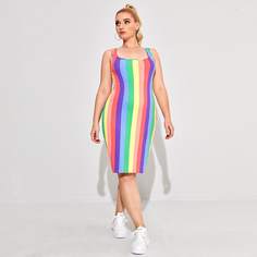 Платье размера плюс в полоску Shein