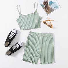 Байкерские шорты и топ с оригинальной отделкой Shein