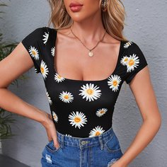 Топ с цветочным принтом Shein