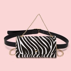 Поясная сумка с цепочкой в полоску зебры Shein