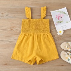 с оборками Одноцветный милый Комбинезоны для девочек Shein