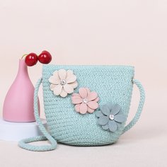 Соломенная сумка с цветком для девочек Shein
