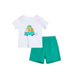 Футболка с мультипликационным рисунком и шорты для мальчиков Shein