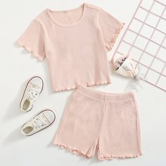 Футболка и шорты для девочек Shein