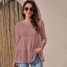 Однотонная футболка с оборками Shein