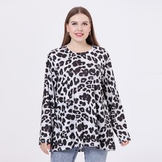 Леопард Повседневный Футболка размера плюс Shein