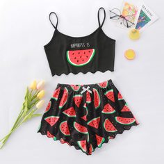 с бантом Фрукты и овощи милый Пижама Shein