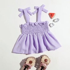 Топ со складками и узлом для маленьких девочек Shein