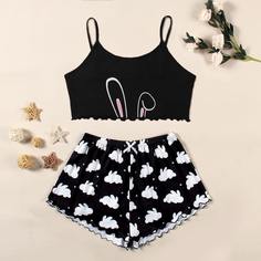 Пижама с принтом кролика Shein