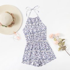 узел сзади цветочный Бохо Комбинезоны Shein