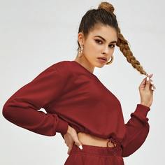 на кулиске Ровный цвет Повседневный Свитшоты Shein