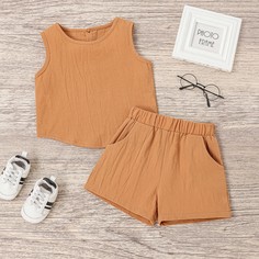 Однотонная майка и шорты для мальчиков Shein