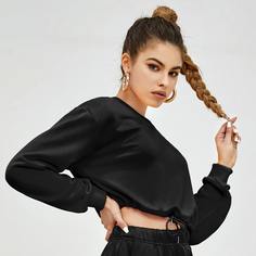 на кулиске Ровный цвет Повседневный Свитшоты Shein