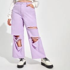 на пуговицах Одноцветный Джинсы размер плюс Shein