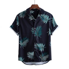Асимметричная мужская рубашка с лиственным принтом Shein