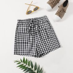 Шорты в клетку с карманом Shein