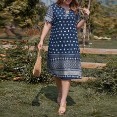 Цветочный Повседневный Платья размер плюс Shein