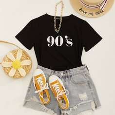 Футболка с текстовым принтом Shein