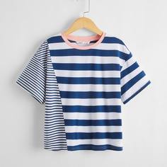 Футболка в полоску для девочек Shein