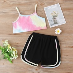 Шорты и майка с принтом тай дай для девочек Shein