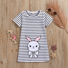 Полосатый Повседневный Платья для девочек Shein