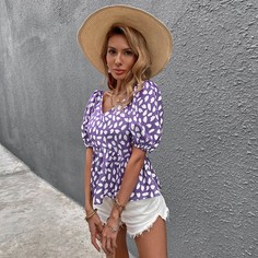 Блузка с принтом и воротником-сердечком Shein