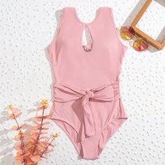 Слитный купальник с разрезом Shein