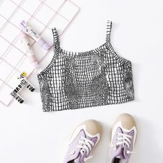 Майка с крокодиловым узором для девочек Shein