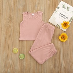 Майка и спортивные леггинсы в рубчик для девочек Shein