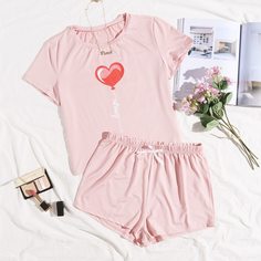 с бантом Лозунг милый Пижама Shein