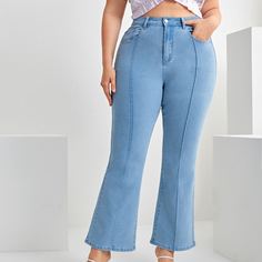 Расклешенные джинсы размера плюс с высокой талией Shein