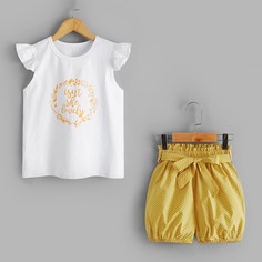 Пояс Контрастный цвет Повседневный Комплекты для девочек Shein