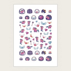 1 лист наклейка для ногтей с узором единорога Shein