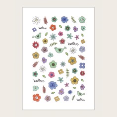 1 лист наклейка для ногтей с цветочным узором Shein