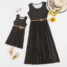1шт платье в горошек с бантом для девочек Shein
