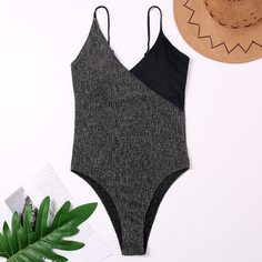 Блестящий слитный купальник Shein