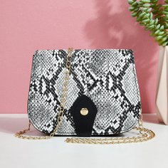 На цепочке змеиный принт Элегантный Сумка через плечо Shein