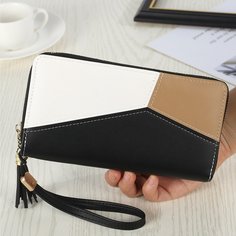 Контрастный длинный кошелек с ремешком Shein