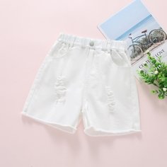Рваные джинсовые шорты для девочек Shein