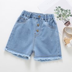 Джинсовые шорты с пуговицами для девочек Shein